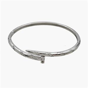 Copper Open Cuff Bangles Pave Zirconia Platinum Plated, approx 3mm, 55mm dia