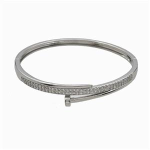 Copper Bangles Pave Zirconia Platinum Plated, approx 5mm, 50-55mm dia