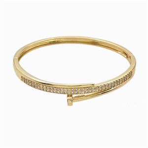 Copper Bangles Pave Zirconia 18K Gold Plated, approx 5mm, 50-55mm dia