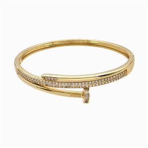 Copper Bangles Pave Zirconia 18K Gold Plated, approx 6-14mm, 50-55mm dia