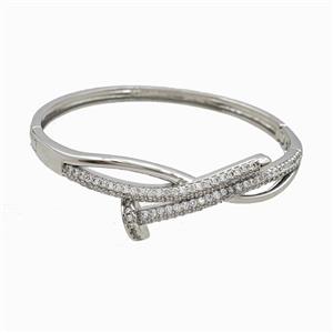 Copper Bangles Pave Zirconia Platinum Plated, approx 4-18mm, 50-55mm dia