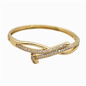 Copper Bangles Pave Zirconia 18K Gold Plated, approx 4-18mm, 50-55mm dia