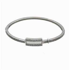 Copper Bangles Pave Zirconia Platinum Plated, approx 8-17mm, 50-60mm dia