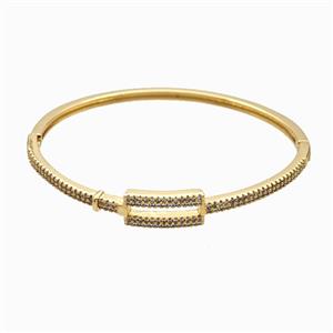Copper Bangles Pave Zirconia 18K Gold Plated, approx 8-17mm, 50-60mm dia