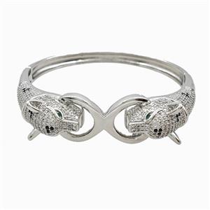 Copper Leopard Bangles Pave Zirconia Platinum Plated, approx 18-30mm, 50-58mm dia