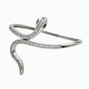 Copper Snake Bangles Pave Zirconia Platinum Plated, approx 3-8-40mm, 55mm dia