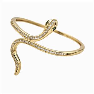Copper Snake Bangles Pave Zirconia 18K Gold Plated, approx 3-8-40mm, 55mm dia