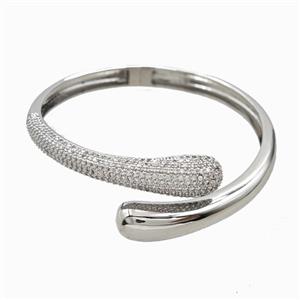 Copper Bangles Pave Zirconia Platinum Plated, approx 9mm, 60mm dia