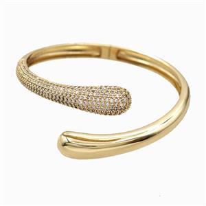 Copper Bangles Pave Zirconia 18K Gold Plated, approx 9mm, 60mm dia