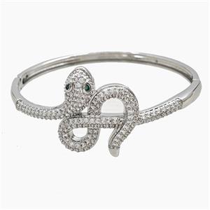 Copper Sanke Bangle Pave Zirconia Platinum Plated, approx 25-30mm, 50-55mm dia