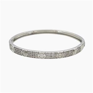 Copper Bangles Pave Zirconia Platinum Plated, approx 5.5mm, 50-55mm dia