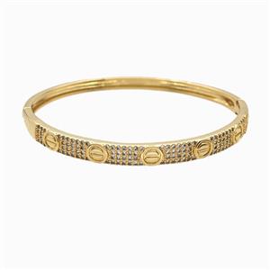 Copper Bangles Pave Zirconia 18K Gold Plated, approx 5.5mm, 50-55mm dia