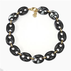 Black Resin Pignose Necklaces, approx 20-30mm, 40-45cm length