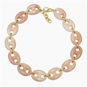 Pink Resin Pignose Necklaces, approx 20-30mm, 40-45cm length
