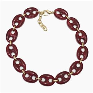 DeepRed Resin Pignose Necklaces, approx 20-30mm, 40-45cm length