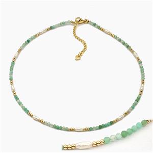 Australian Chrysoprase And Pearl Necklaces Adjustable, approx 3-4mm, 40-45cm length