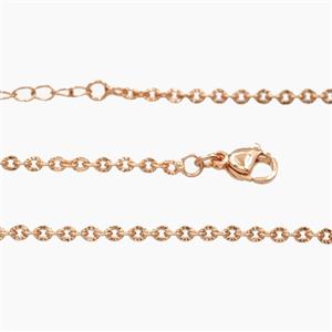 Copper Necklace Chain Rose Gold, approx 2.3x2.5mm, 45-50cm length
