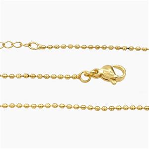 Copper Necklace Chain Gold Plated, approx 1.3mm, 45-50cm length