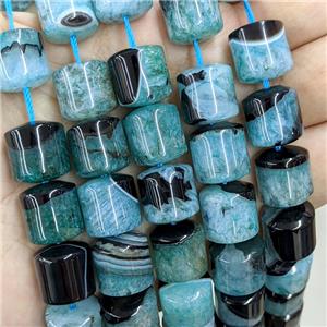 Natural Agate Druzy Column Beads Turqblue Dye, approx 13-14mm