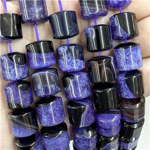 Natural Agate Druzy Column Beads Purple Dye, approx 13-14mm