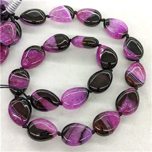 Natural Agate Druzy Teardrop Beads Fuchsia Dye, approx 15-20mm