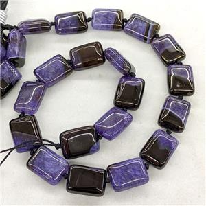 Natural Agate Druzy Rectangle Beads Purple Dye, approx 15-20mm