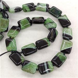 Natural Agate Druzy Rectangle Beads Green Dye, approx 15-20mm