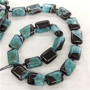 Natural Agate Druzy Rectangle Beads Turqblue Dye, approx 15-20mm