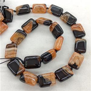 Natural Agate Druzy Rectangle Beads Orange Dye, approx 15-20mm