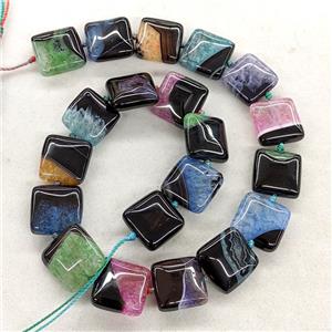Natural Druzy Agate Square Beads Mix Color Dye, approx 18mm