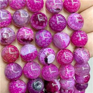 Natural Dragon Veins Agate Beads Smooth Round Fuchsia Dye, approx 14mm