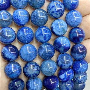 Natural Dragon Veins Agate Beads Smooth Round Skyblue Dye, approx 14mm