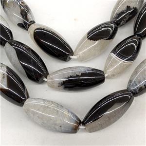 Natural Druzy Agate Rice Beads Black Dye, approx 18-40mm