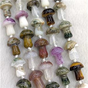 Natural Gemstone Mushroom Beads Mixed, approx 15-20mm