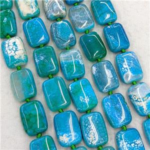 Natural Veins Agate Beads Rectangle Blue Dye, approx 18-25mm
