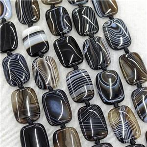 Natural Stripe Agate Beads Banded Rectangle Black Coffee Dye, approx 18-25mm