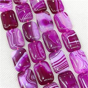 Natural Striped Agate Beads Rectangle Hotpink Dye, approx 18-25mm