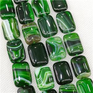 Natural Striped Agate Beads Rectangle Green Dye, approx 18-25mm