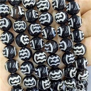 Black Tibetan Agate Beads Smooth Round, approx 10mm