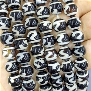 Black Tibetan Agate Beads Smooth Round, approx 10mm
