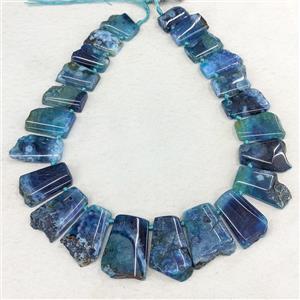 Natural Sakura Agate Beads Freeform Graduated Topdrilled Blue Dye, approx 20-42mm