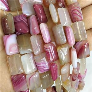 Pink Stripe Agate Rectangle Beads Dye, approx 13-18mm