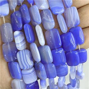 Blue Stripe Agate Rectangle Beads Dye, approx 13-18mm