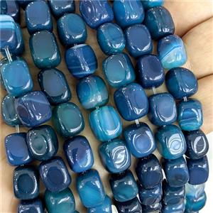 Deepblue Agate Cuboid Beads Dye, approx 9-12mm