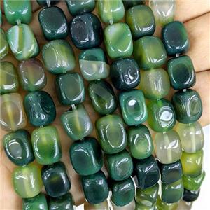 Green Agate Cuboid Beads Dye, approx 9-12mm