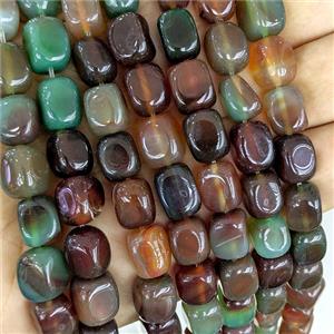 Green Red Agate Cuboid Beads Dye, approx 9-12mm