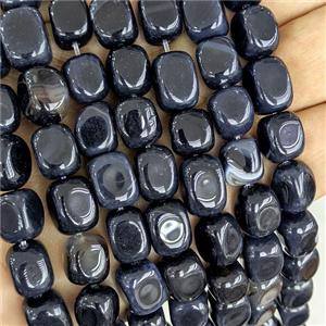 Black Agate Cuboid Beads Dye, approx 9-12mm
