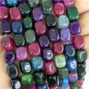 Veins Agate Cuboid Beads Dye Mixed Color, approx 9-12mm