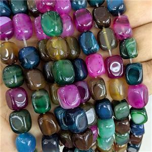 Agate Cuboid Beads Dye Mixed Color, approx 9-12mm