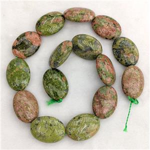 Unakite Oval Beads, approx 18-25mm